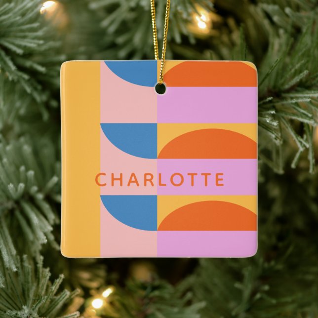 Moderne geometrische Formen Personalisiert Keramikornament (Baum)