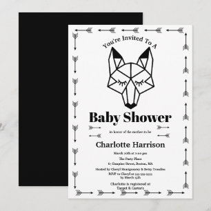 Moderne geometrische Fox- & Arrow-Kinderdusche Einladung