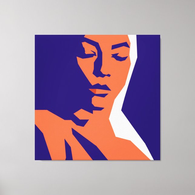 Moderne geometrische Frauenportrait Kunst Leinwanddruck (Vorderseite)