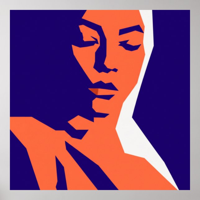 Moderne geometrische Frauenportrait Kunst Poster (Vorne)