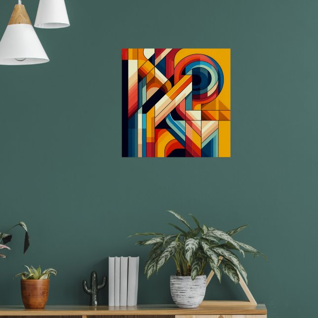 Moderne geometrische Fusion - Abstrakte Farbblockk Poster (Wohnzimmer 1)