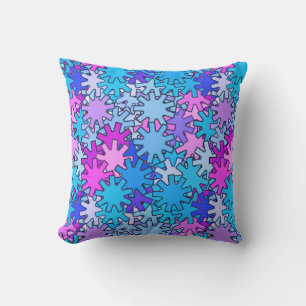 Moderne geometrische Gänge, blau, violett und orch Kissen