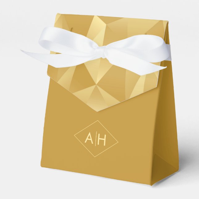 Moderne geometrische Gastgeschenk Hochzeit in Gold Geschenkschachtel (Vorderseite)