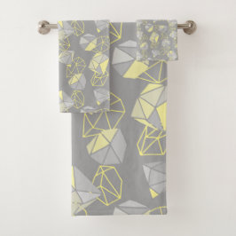 Moderne geometrische Gemische Muster Grau & Gelb Badhandtuch Set