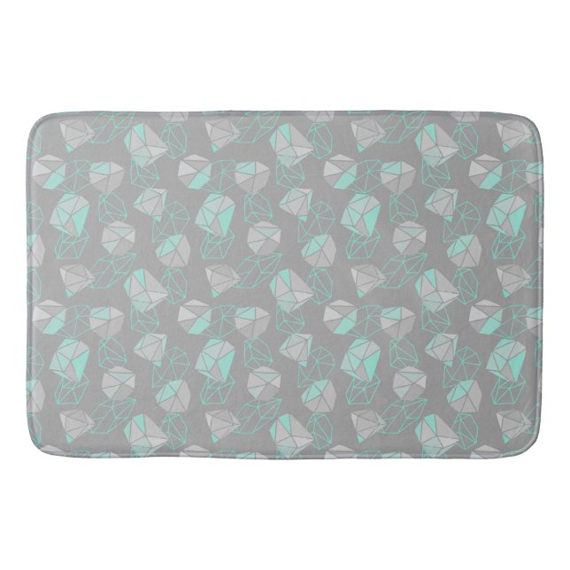 Moderne geometrische Gemische Muster Gray & Aqua Badematte (Vorderseite)