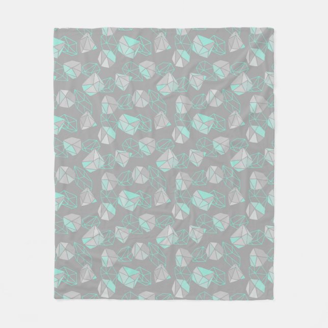 Moderne geometrische Gemische Muster Gray & Aqua Fleecedecke (Vorderseite)