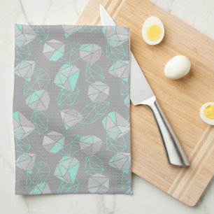 Moderne geometrische Gemische Muster Gray & Aqua Geschirrtuch