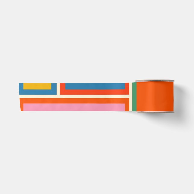 Moderne geometrische Geometrie des Mitteljahrhunde Satinband (Vorderseite)