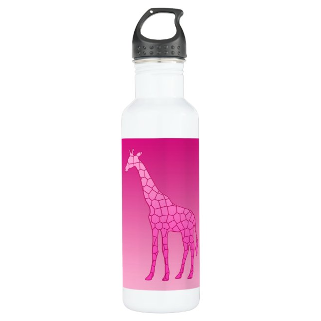Moderne geometrische Giraffe, Fuchsia und Light Pi Edelstahlflasche (Vorderseite)