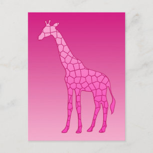 Moderne geometrische Giraffe, Fuchsia und Light Pi Postkarte