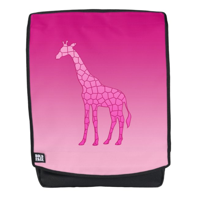 Moderne geometrische Giraffe, Fuchsia und Light Pi Rucksack (Vorderseite)