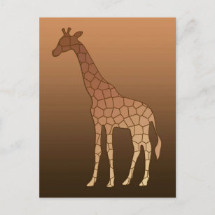 Moderne geometrische Giraffe, Kupfer und braun Postkarte