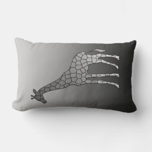 Moderne geometrische Giraffe, Silbergrau/Grau Lendenkissen