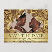 Moderne geometrische Goldhochzeit spart das Foto D