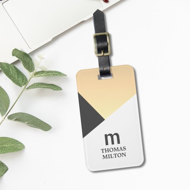 Moderne geometrische graue Imitate Gold Gepäckanhänger (Von Creator hochgeladen)