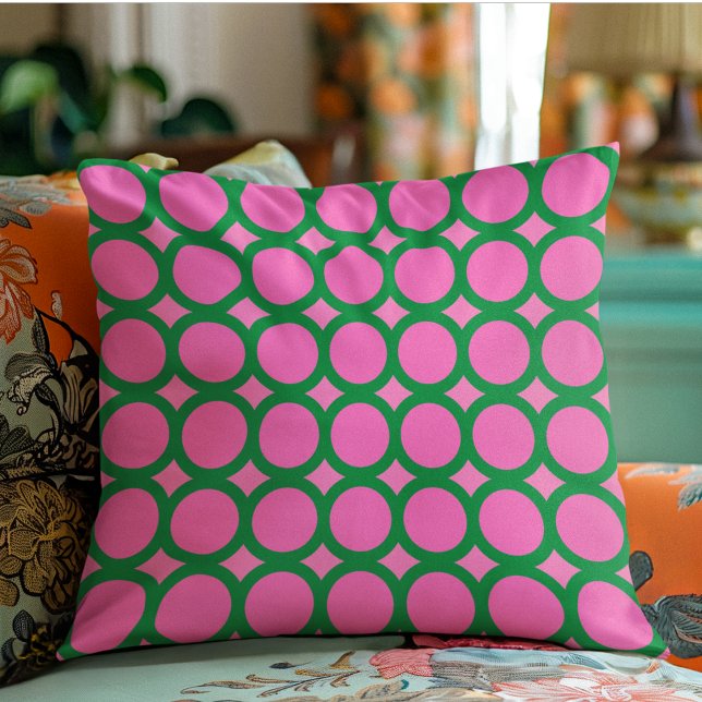 Moderne geometrische, grüne und rosa Abstrakte For Kissen (Von Creator hochgeladen)