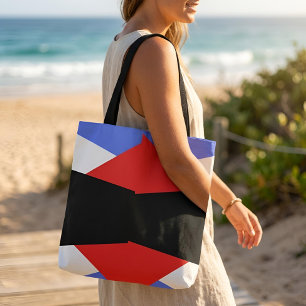 Moderne geometrische Harlekin-Muster Rot Blau Schw Tasche
