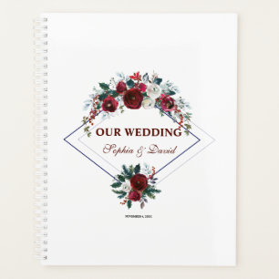 Moderne geometrische Hochzeit des Burgundy Navy Planer