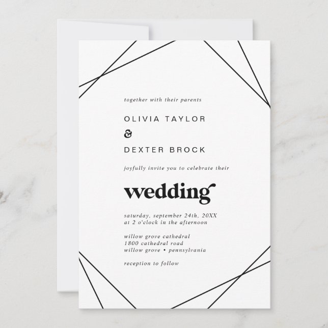 Moderne geometrische Hochzeit Einladung (Vorderseite)