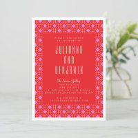 Moderne geometrische Hochzeit in Rot und Rosa