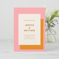 Moderne geometrische Hochzeit spart das Datum Rosa