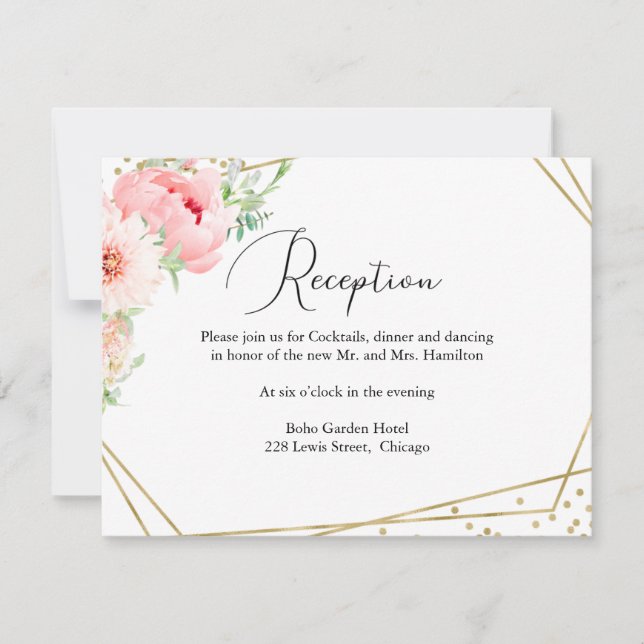 Moderne, geometrische Hochzeitsempfangskarte für F RSVP Karte (Vorderseite)
