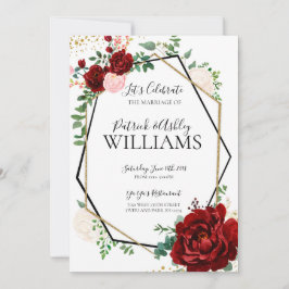 Moderne geometrische Hochzeitsempfehlung mit Gold  Einladung