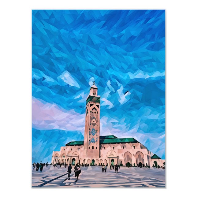 Moderne geometrische Illustration der Hassan-II-Mo Fotodruck (Vorne)