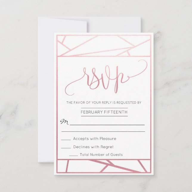 Moderne geometrische Imitat Rose Gold UAWG RSVP Karte (Vorderseite)