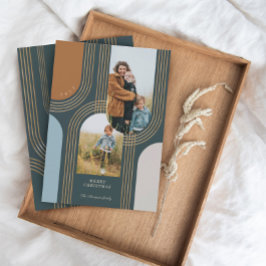 Moderne geometrische, konzentrische Goldene Bögen  Feiertagskarte