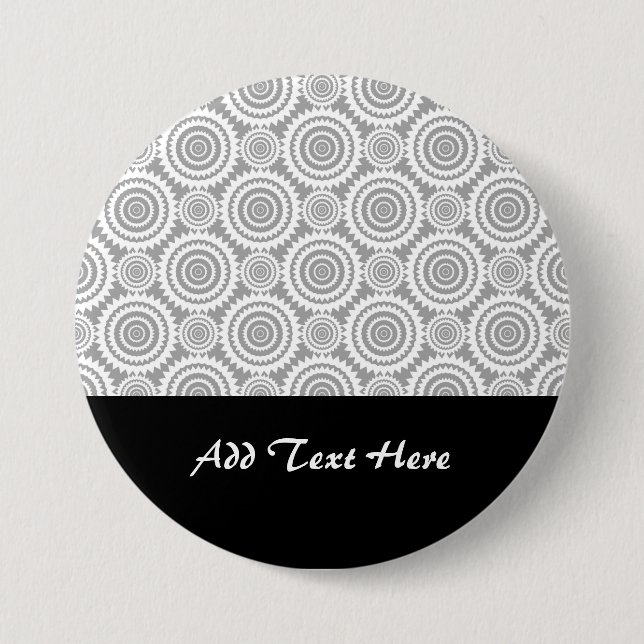 Moderne geometrische Kreise Grau und Weiß Button (Vorderseite)