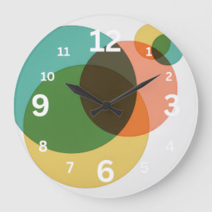 Moderne geometrische Kreise im Retro-Stil Abstract Große Wanduhr