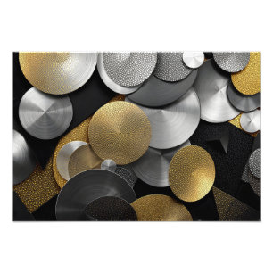 Moderne geometrische Kreise in Gold und Silber Fotodruck