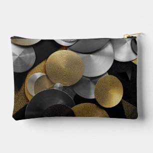 Moderne geometrische Kreise in Gold und Silber Zubehörtasche