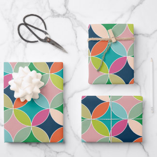 Moderne geometrische Kreise mehrfarbig Geschenkpapier Set