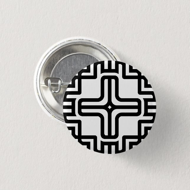 Moderne geometrische Kreuzlinienkunst Button (Vorne & Hinten)