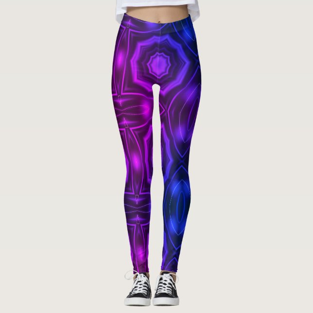 Moderne geometrische Kunst heißen rosa lila Leggin Leggings (Vorderseite)