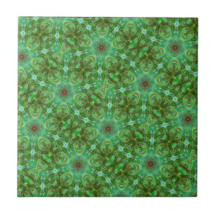 Moderne geometrische Kunst Pfauen Grün  Fliese