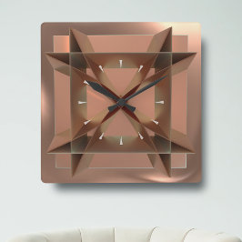 Moderne geometrische Kupfer-Wand-Uhr Quadratische Wanduhr