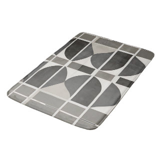 Moderne geometrische Kurven in Grau und Weiß Badematte