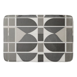 Moderne geometrische Kurven in Grau und Weiß Badematte