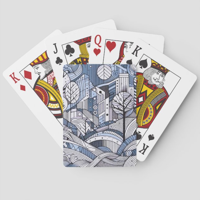 Moderne geometrische Landschaft Spielkarten (Rückseite)