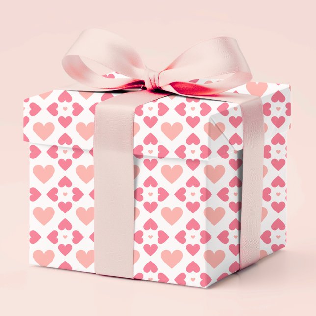 Moderne geometrische Liebe Herzblüte Pink Peach Geschenkpapier (Von Creator hochgeladen)