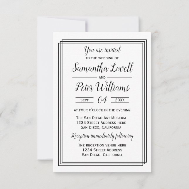 Moderne geometrische Linien - 3x5Wedding/Empfang l Einladung (Vorderseite)