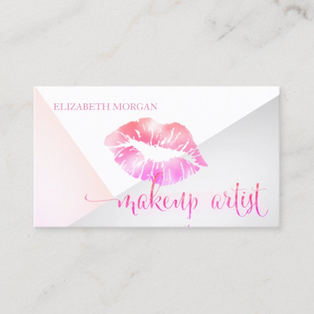 Moderne geometrische Lippen Makeup Artist Visitenkarte (Vorderseite)