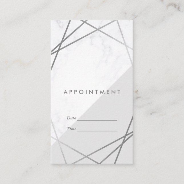 Moderne geometrische Marble&Grey Visitenkarte (Vorderseite)