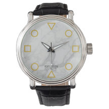 Moderne geometrische Marmor-Uhr mit individuellem 