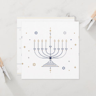 Moderne geometrische Menora Blau Silber Frohes Cha Karte