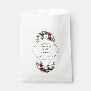 Moderne geometrische Merlot Navy Blue Floral DANKE Geschenktütchen