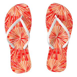 Moderne geometrische Mosaik, Korallenorange Flip Flops